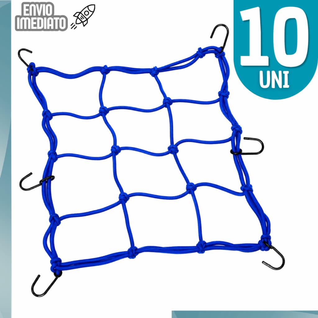 Rede Aranha Elástica 30x30cm Com 6 Ganchos Para Moto Bagagem Capacete Carga Bagageiro Carro Bicicleta Multiuso Reforçada