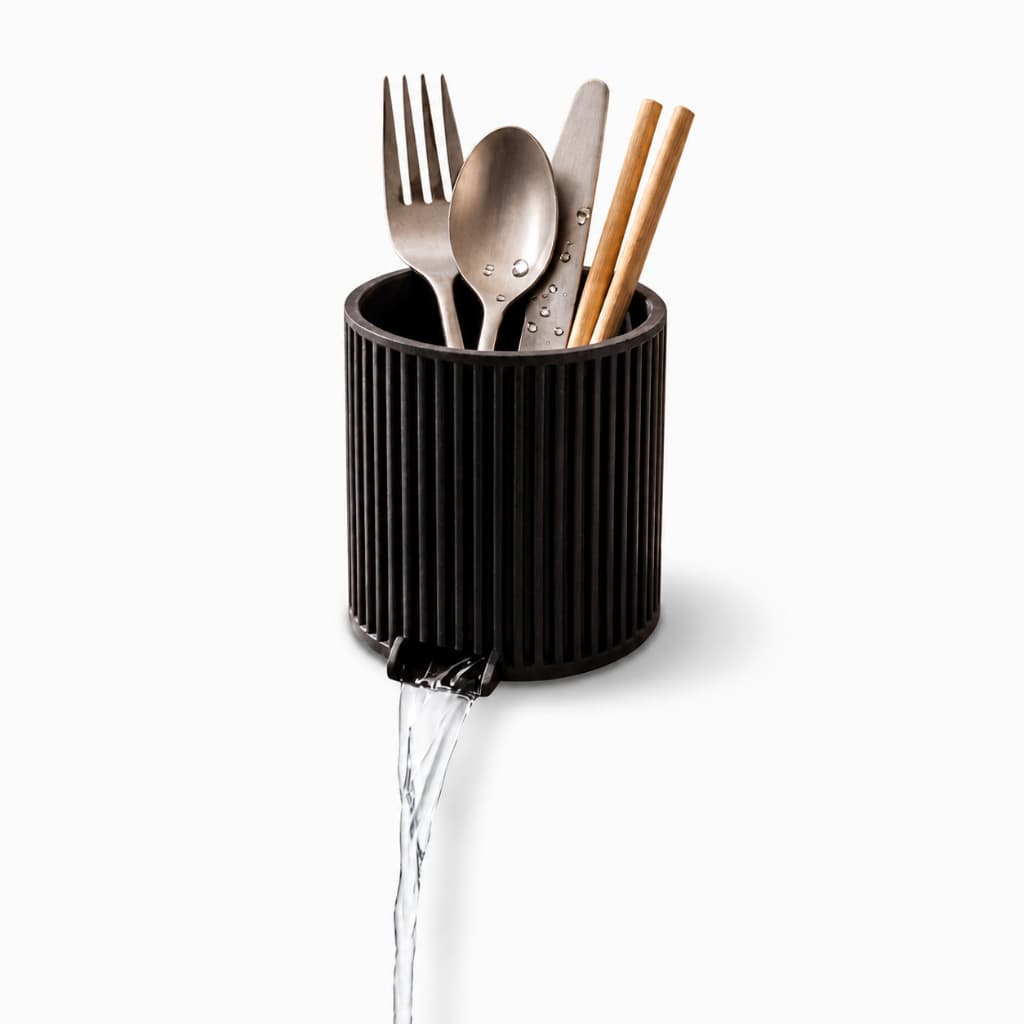 Escorredor De Talheres Premium e Fácil Organizador de Cozinha cor Preto e Branco