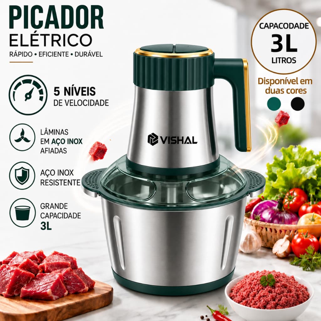 3 Litros Picador Triturador 110V e 220V De Alimentos Carne Mixer Elétrica Processador Cozinha