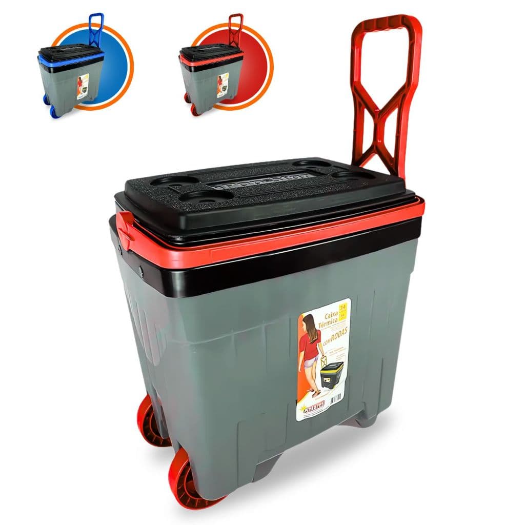 Cooler Térmico Caixa Grande Para Bebidas 34 Litros Alça Com Trava Capacidade Até 46 Latas 350ml