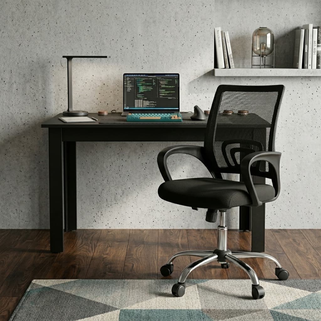 Kit Mesa Industrial Compacta + Cadeira Fixa para Escritório e Quarto