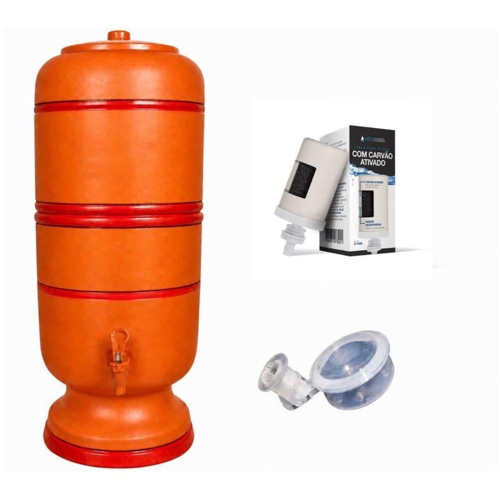 Filtro de Barro 10 Litros (5+5) Original com Vela de Carvão Ativado e Boia – Água Pura Natural