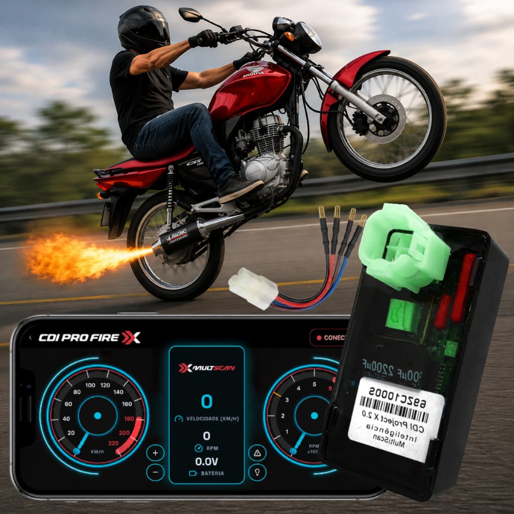 CDI Multscan Pro Fire X Para Moto Carburada Honda Yamaha Pipocos Estouros Randandan Fogo Escape CG 150 125 Today Bros RD