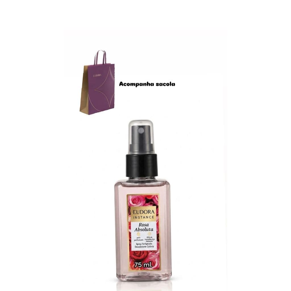 Kit Presente Eudora Body Splash Perfumado Rosa Absoluta 75 ml + Sacola