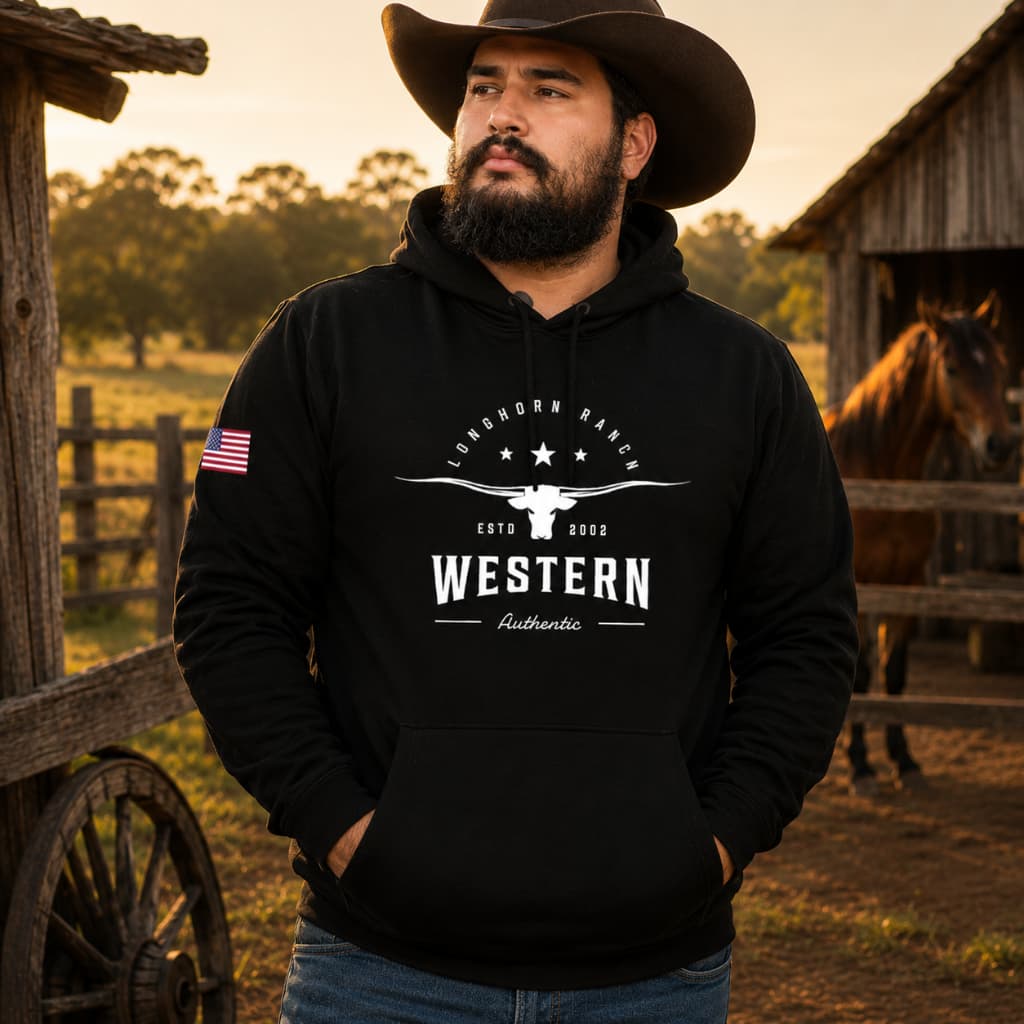 Blusa De Frio Moletom Masculino Agasalho Plus Size Western Longhorn EUA Country