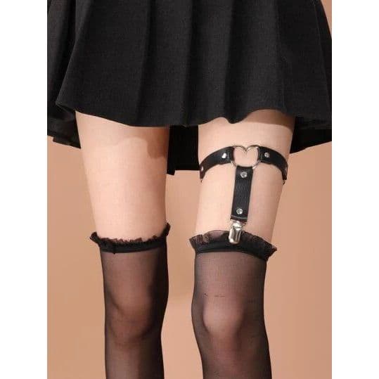 Garter de coxa para segurar meia 7/8 grossinha inverno coração ajustável egirl gótica goth estilo altenativo alt rock