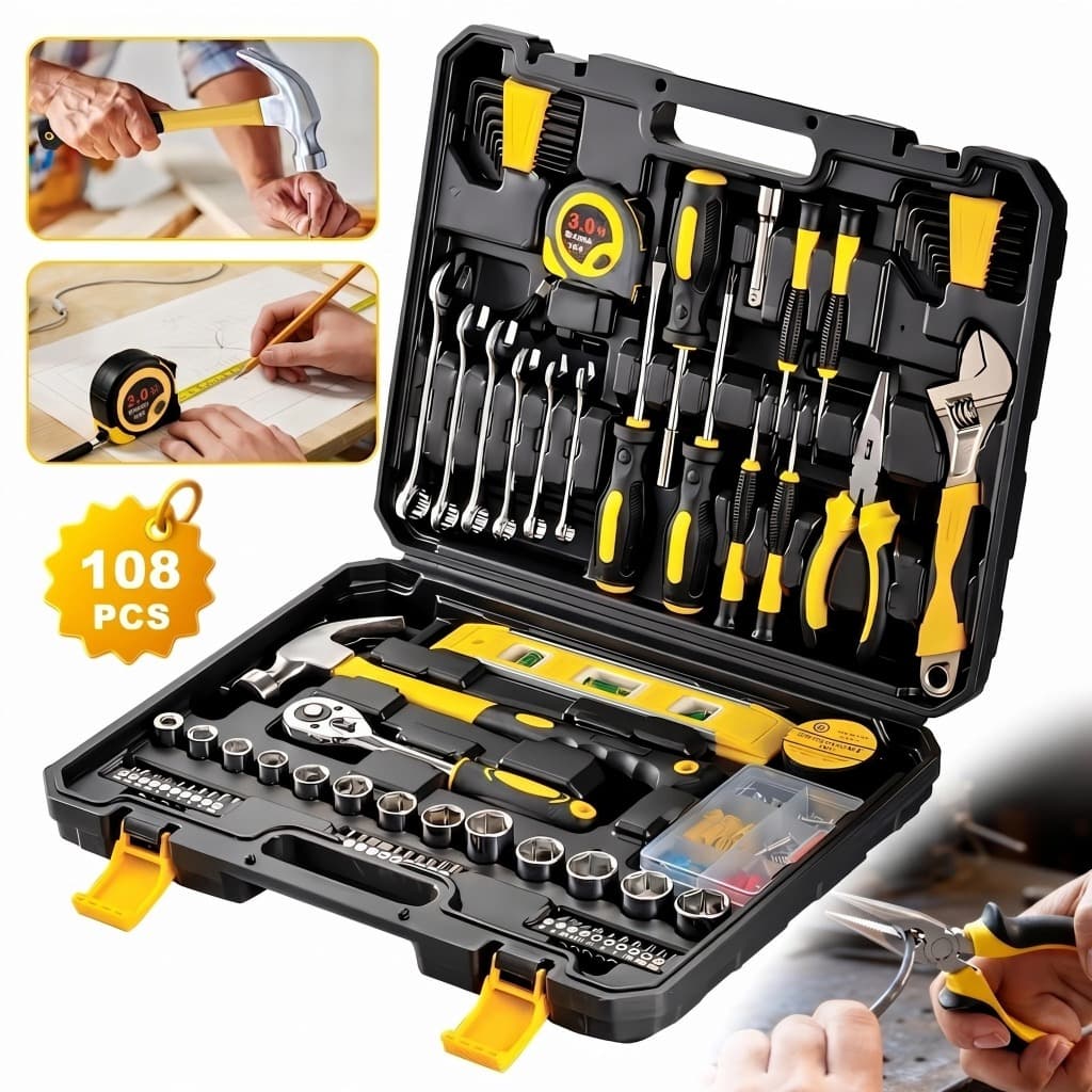 Kit Ferramentas 108 Peças Profissional Completo Maleta Jogo Chaves Soquete Mecânica