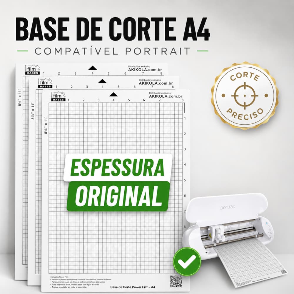 Kit 4 Base de Corte A4 Retrato Compativel Silhouette Portrait -Com Cola