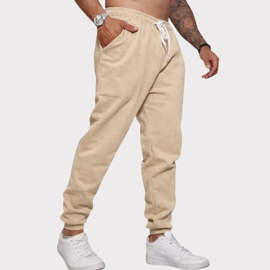 Calça de Moletom Jogger Masculina Confortável 2 Bolsos Cintura Elástica Ajustável Casual Academia