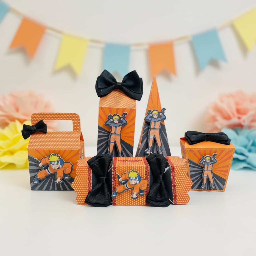 Kit Festa Pegue e Monte - Lembrancinhas Personalizadas NARUTO - Aniversário - Caixa Milk Personalizada