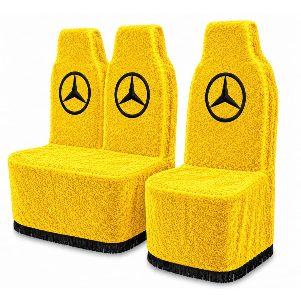 JOGO CAPA DE BANCO MERCEDES-BENZ ACCELO BANCOS ORIGINAIS PELUCIA PREMIUM COM EMBLEMA