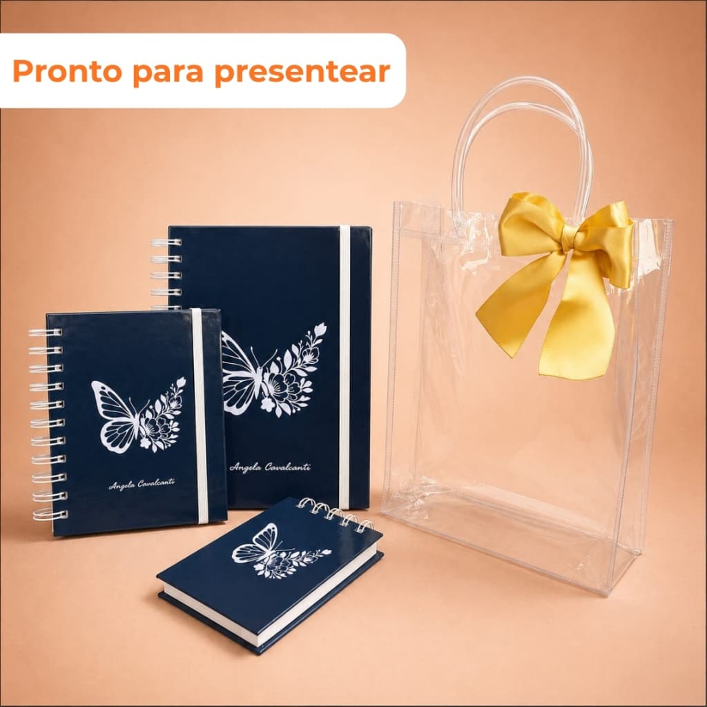 Kit Presente Caderno de Anotações Personalizado com Nome | Caderno A5 + Caderneta A6 + Bloquinho