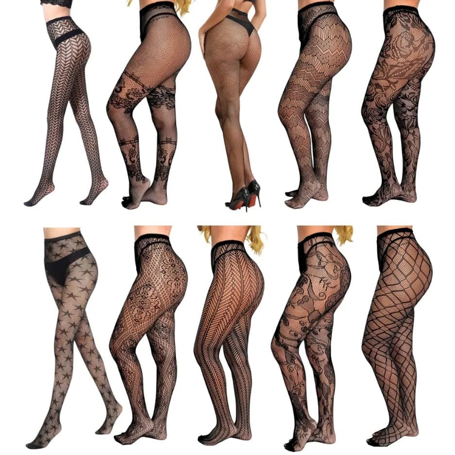 Meia Calça Arrastão Feminina com Desenho Estampada