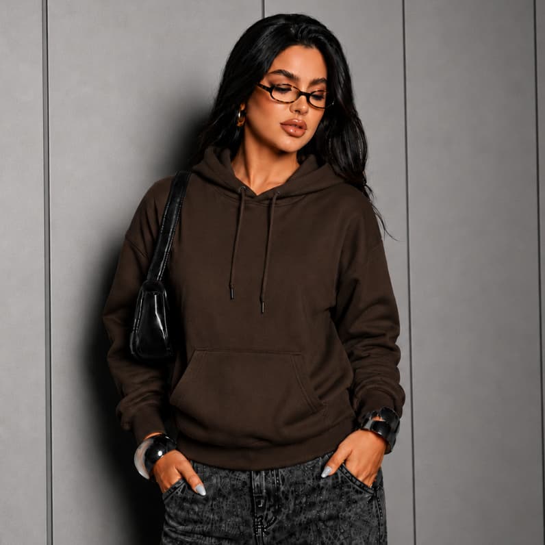 Moletom Canguru Feminino Sem Estampa Casaco Liso Estiloso Envio Imediato