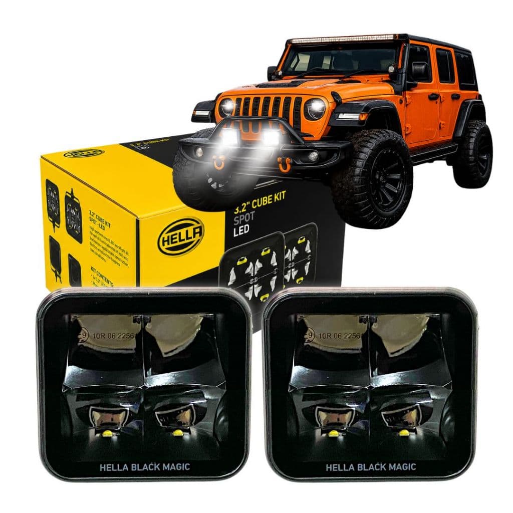Par Farol Auxiliar Milha LED Off Road Carro Picape Jipes Longo Alcance Preto Bivolt Farol Milha Led