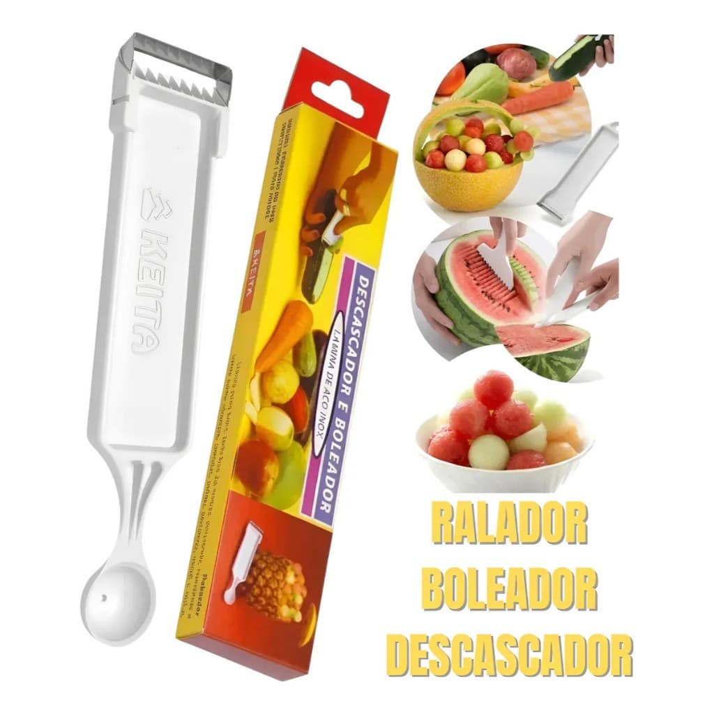 Descascador E Boleador Ralador Aço Inox Legumes E Frutas 3x1