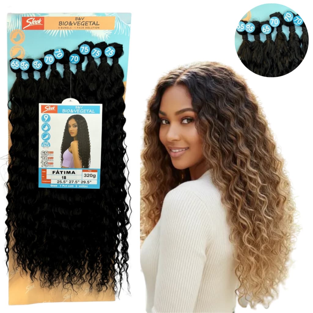Cabelo Cacheado Bio Vegetal Idêntico Ao Humano Fatima Rebecca Sleek Na Tela 320gr 75cm