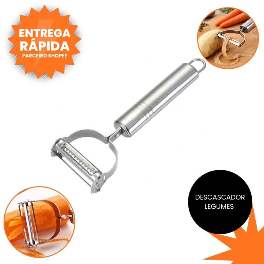 Descascador INOX Legumes Frutas Dupla Lâmina Móvel 2 Em 1/Descascador De Legumes Verduras Frutas