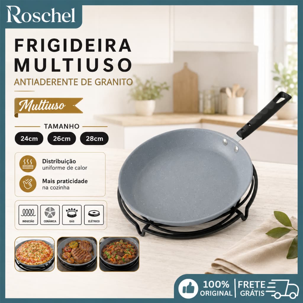 Frigideiras Antiaderente Cerâmica Panqueca Cinza Resistente para Cozinha Casa Chef Multiuso Moderno