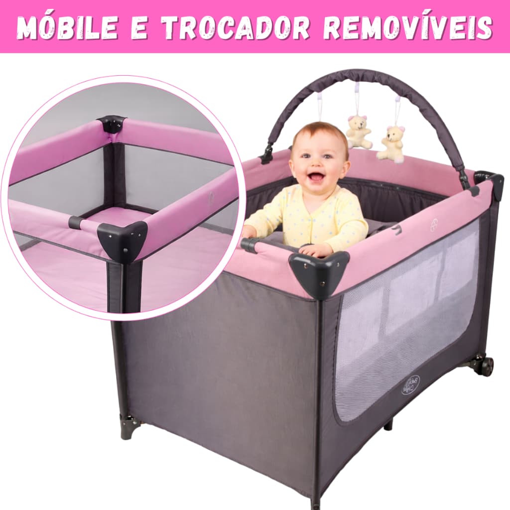 Berço Portátil Infantil Cercado 0-18kg Compacto e Versátil Modelo Joly Baby Style