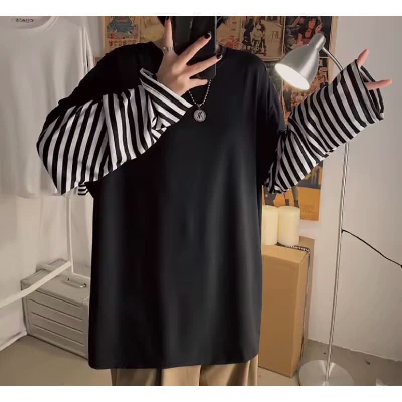Blusão harajuku unissex oversized listrado estilo alternativo egirl rock streetwear skatista harajuku cyberpunk alt eboy
