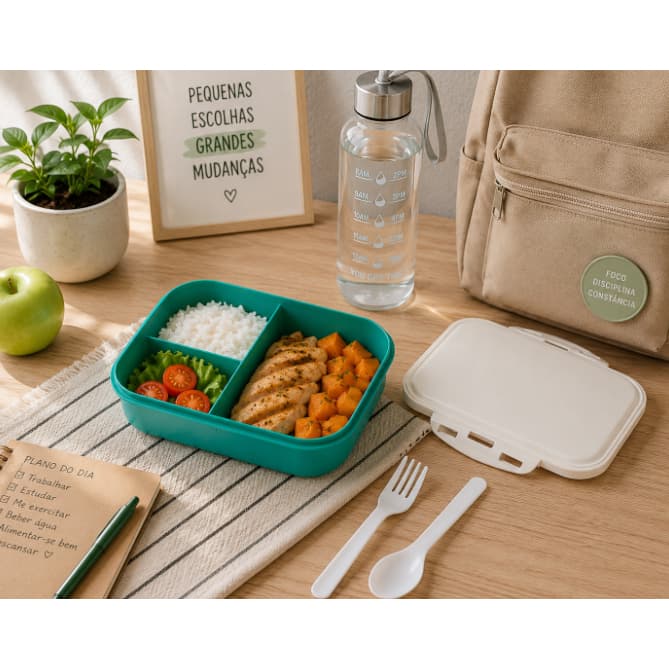 Marmita Hermética 900ml com Divisórias para Micro-ondas e Freezer