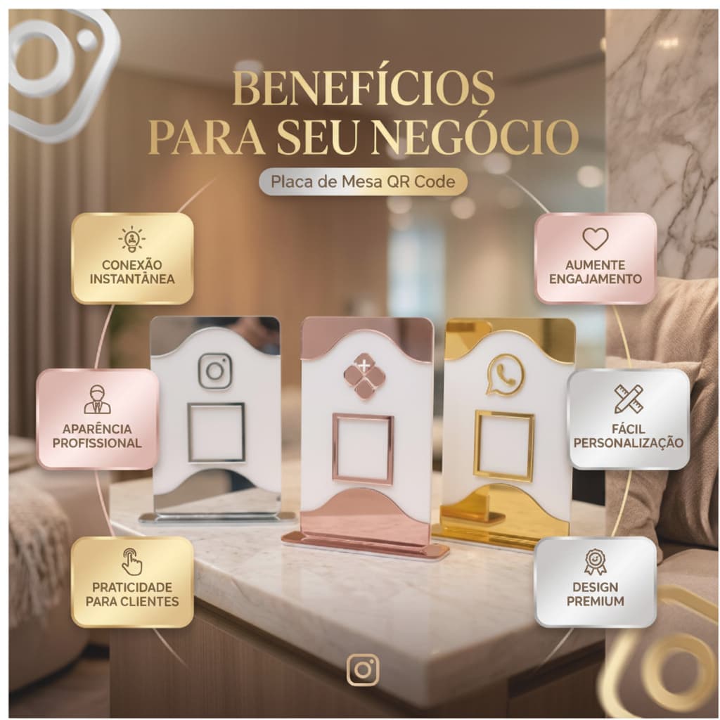 Display em Acrílico para um QR Code  Redes Sociais PIX  Wi-Fi  Uso Comercial