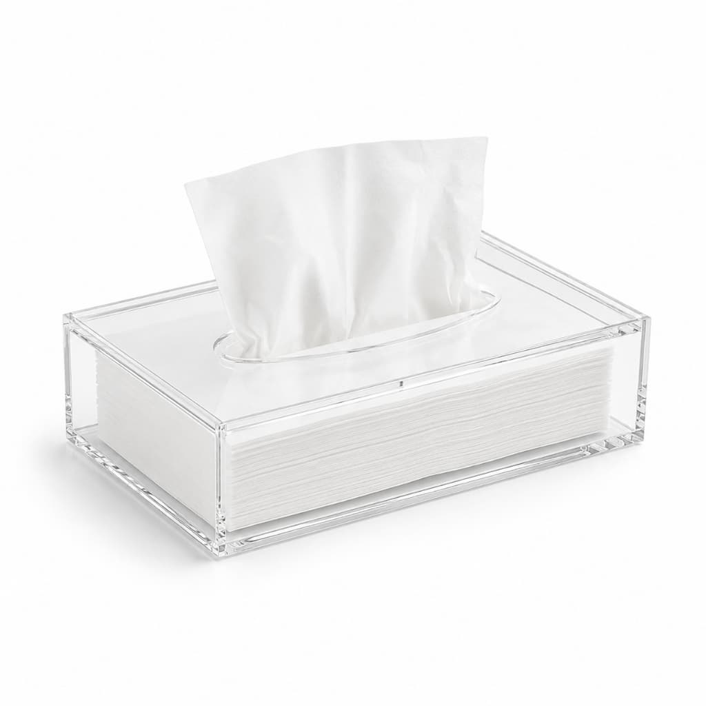 Dispenser Porta Lenço Facial Em Acrílico Transparente