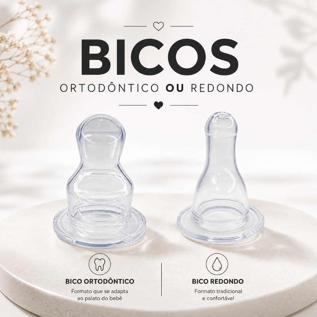 Kit Com 10 Bicos De Mamadeira Universal 100% Silicone Bico Ortodôntico (Chato) E Redondo Tetê
