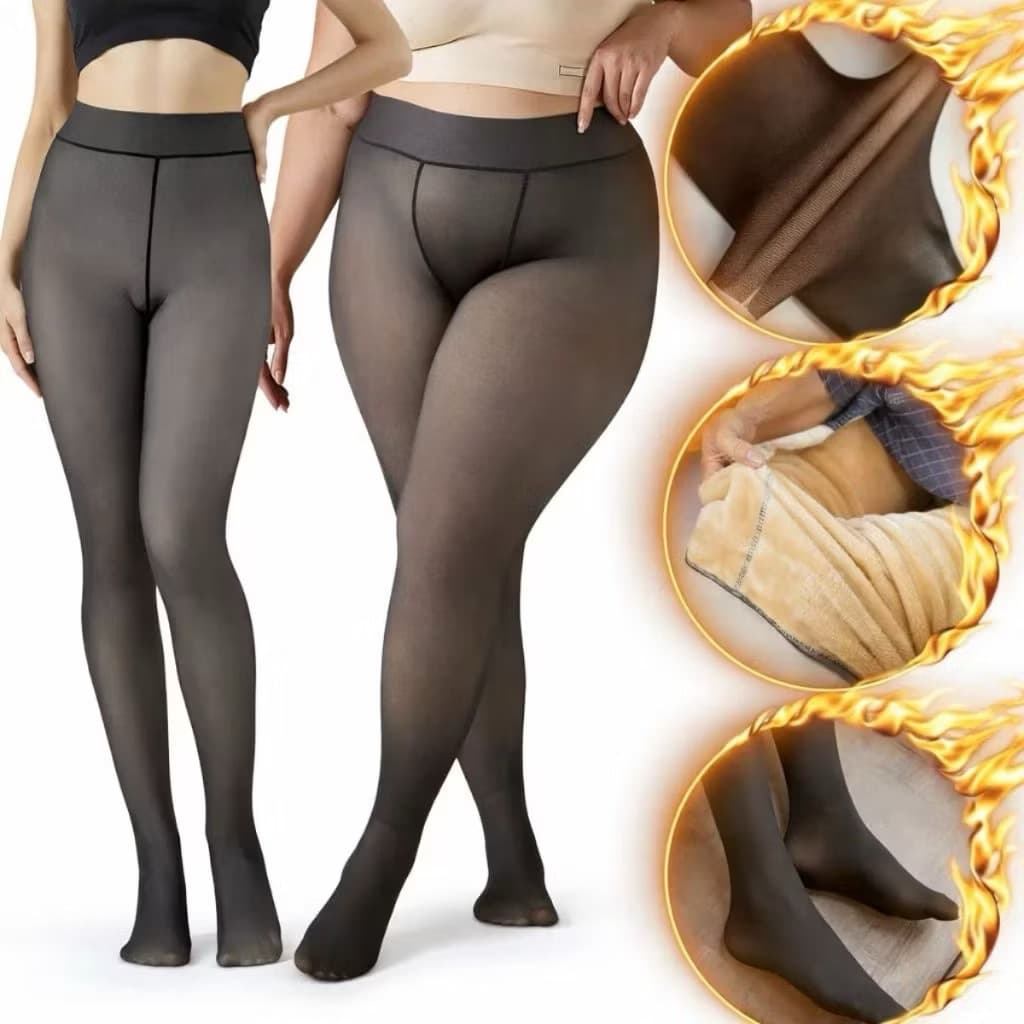 Meia Calça Termica Feminina Translucida de Inverno Super Stretch Peluciada Lã Elastica Forrada
