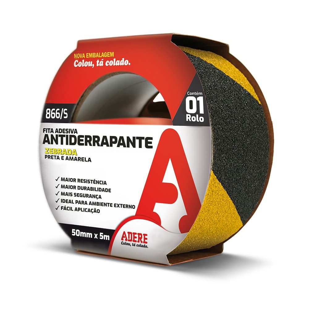 FITA ANTIDERRAPANTE ZEBRADA (PRETO E AMARELO) - 50MM X 5M -