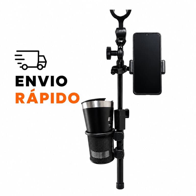 KIT SUPORTE DE CELULAR + PORTA BEBIDAS PARA PEDESTAL DE MICROFONE