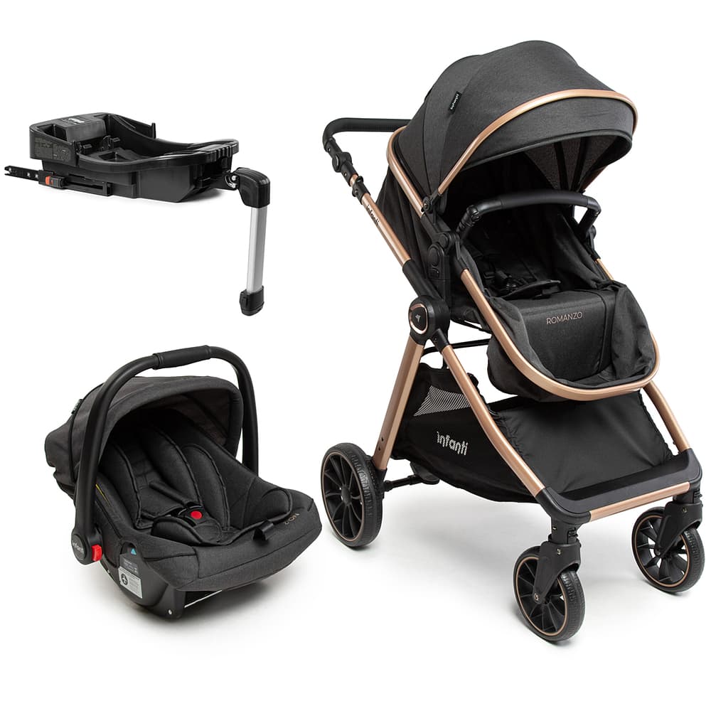 Carrinho de Bebê Travel System Romanzo Trio c/ Bebê Conforto e Base Isofix  - Infanti