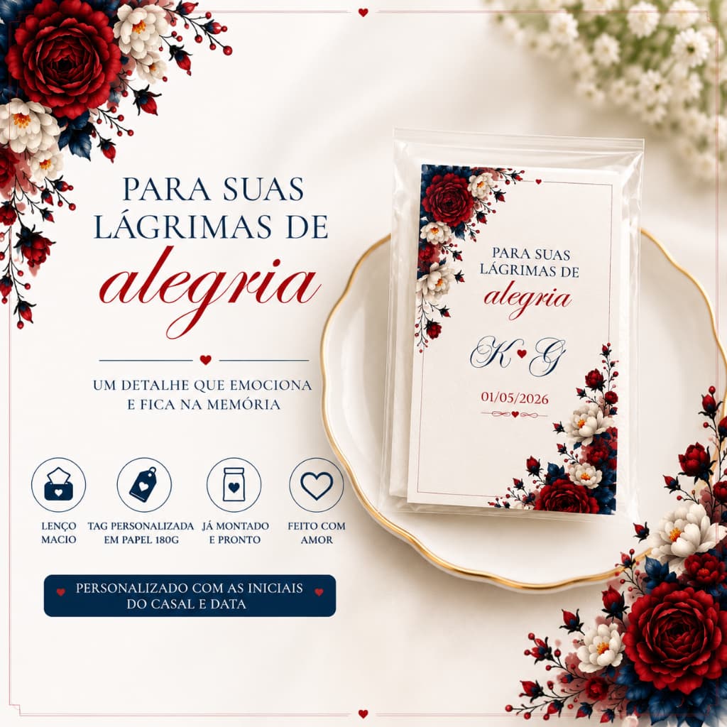 Lágrimas de Alegria Casamento e Festa de 15 anos Personalizada | Kit Completo | Papel 180g