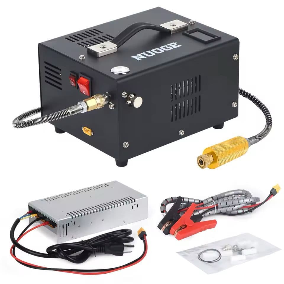 Mini Compressor Elétrico Nuoge PCP 4500 Psi Com Adaptador Tomada Tensão 110V Residencial E Bateria Carro