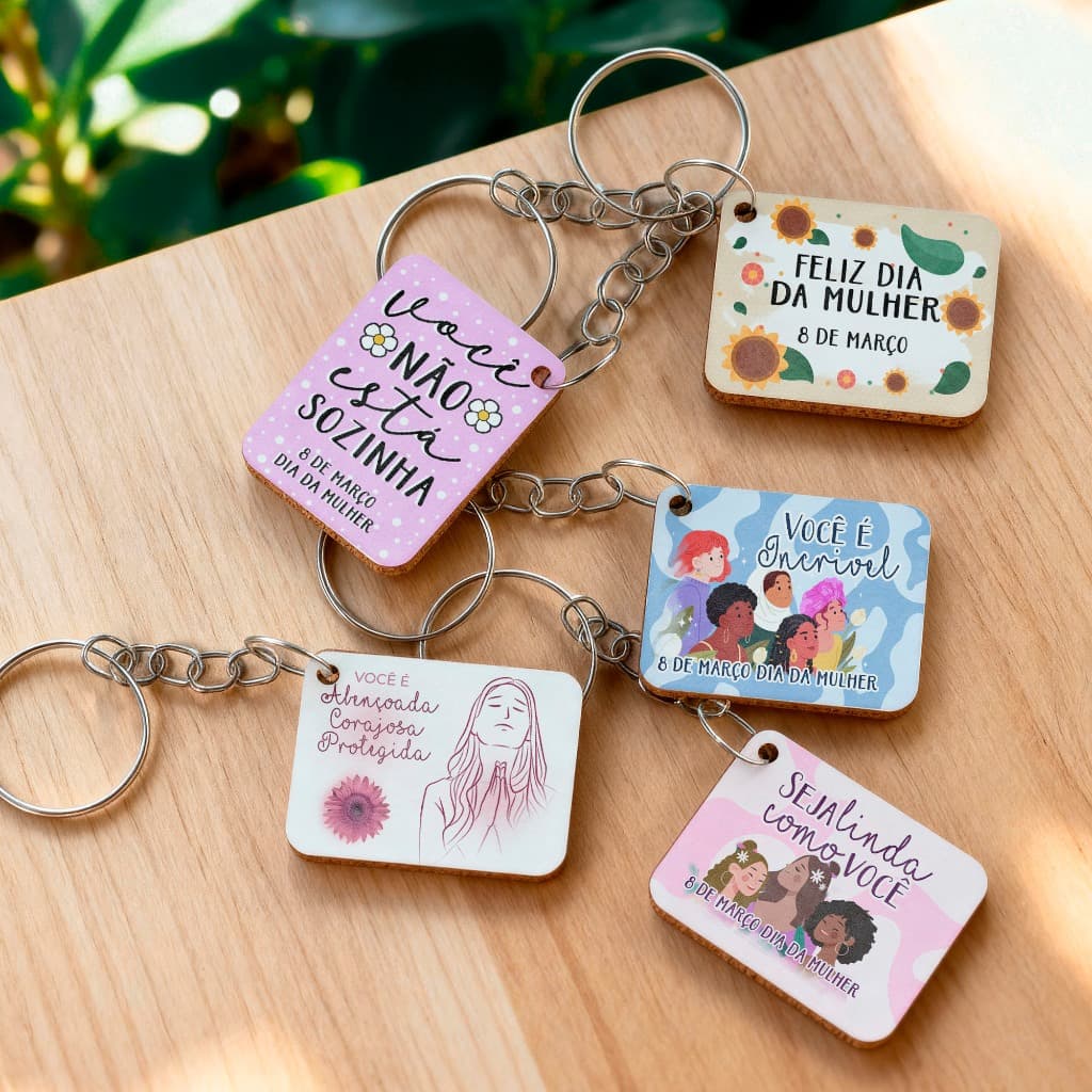 Lembrancinhas MDF Chaveiros Dia das Mulheres Você é Abençoada - Kit de 100 unidades