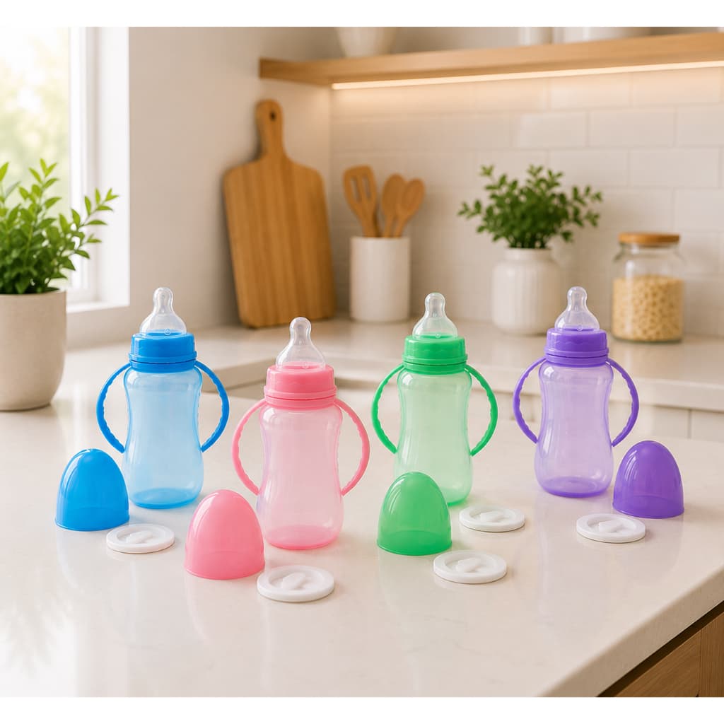 Kit 2 mamadeira 330ml bico de silicone transição infantil com alça (4597)