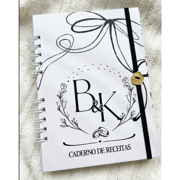 Livro de Receitas  Personalizado - Capa Dura - 60 Folhas Caderno Receita - chá de cozinha - noivado - casamento