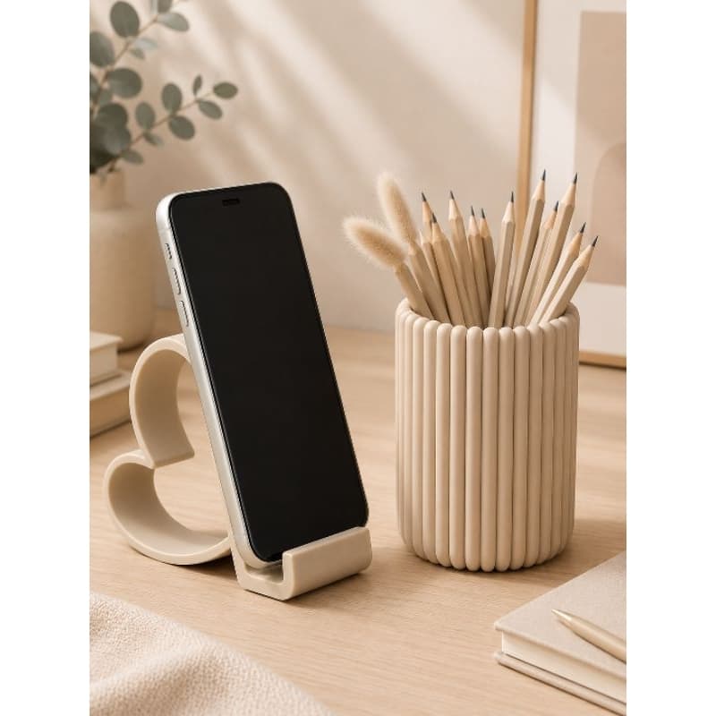 kit porta caneta+porta celular para mesa escritorio