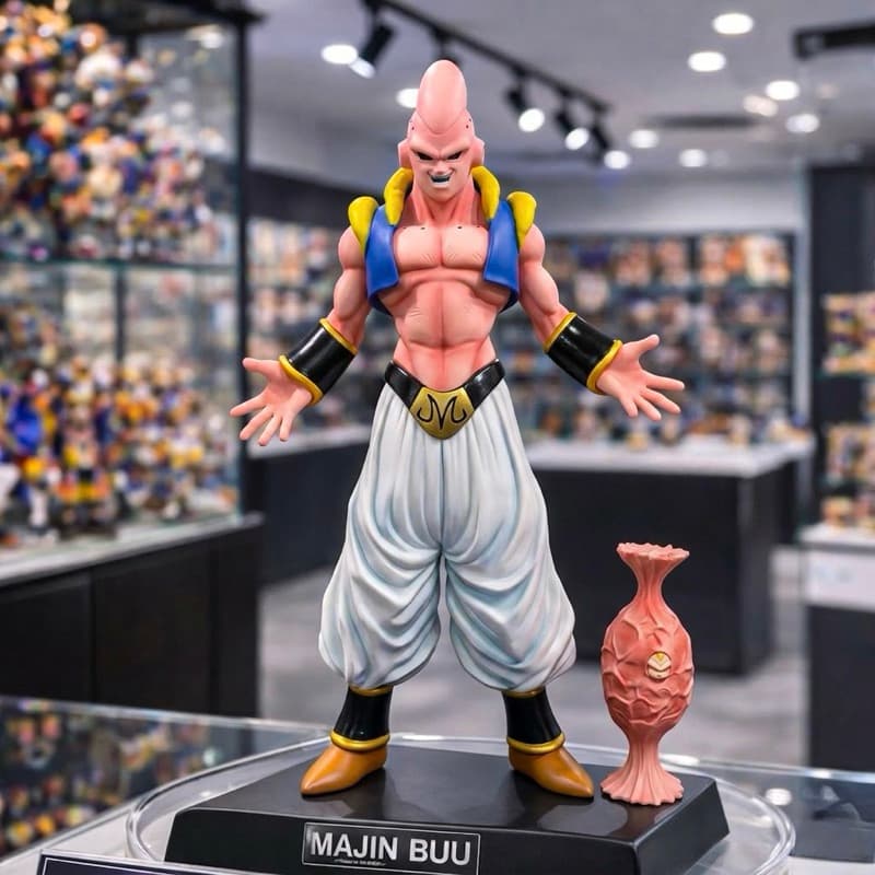 Action Figure Majin Boo Com Gotenks Absorvido 28Cm Com Casulo Dragon Ball Z