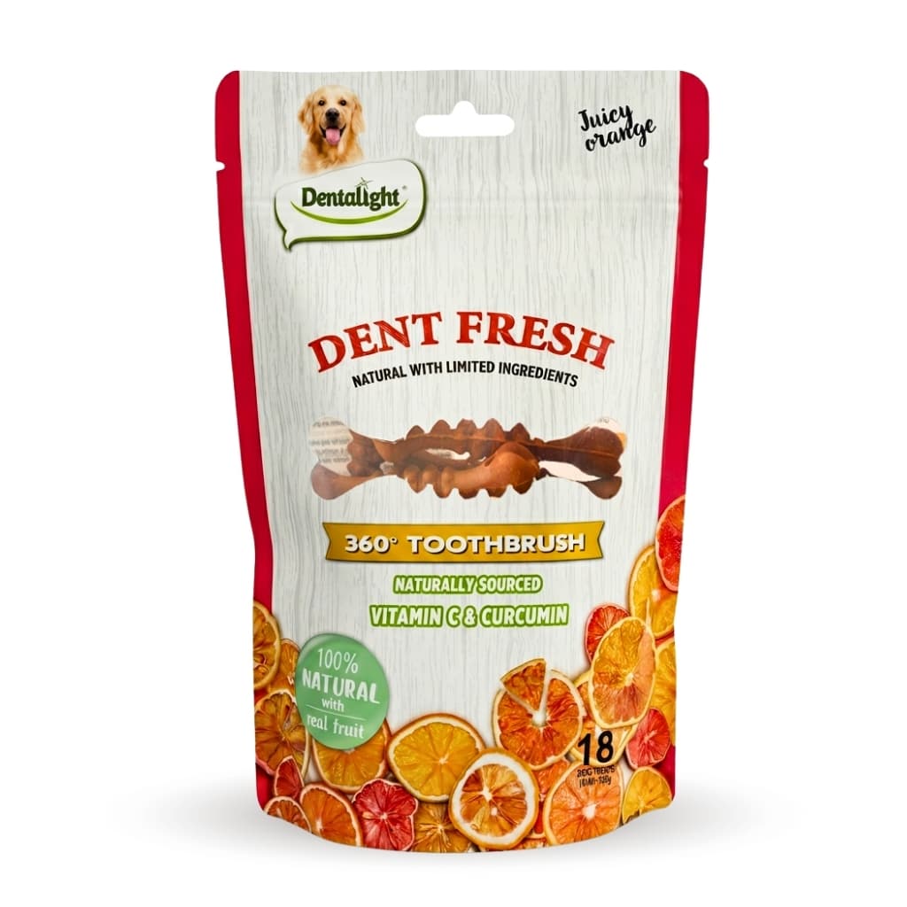 Petisco Natural Dent Fresh Laranja e Cúrcuma Melhora a Imunidade do Cachorro 150g