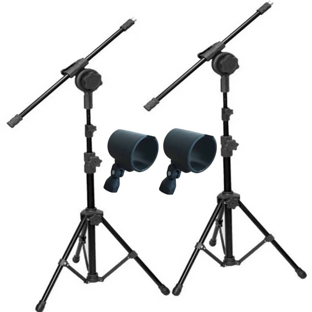 KIT 2 Suporte Pedestal Estante Partitura Tripé Para Microfone Girafa 2 Estagio + Cachimbo