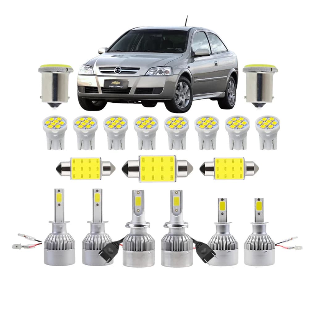 Kit Lâmpada Led ( Farol Alto Baixo MilhaTeto Ré Placa Farolete ) Chevrolet Astra 2003 a 2011 H1 H7 H3 Lâmpada Super Led