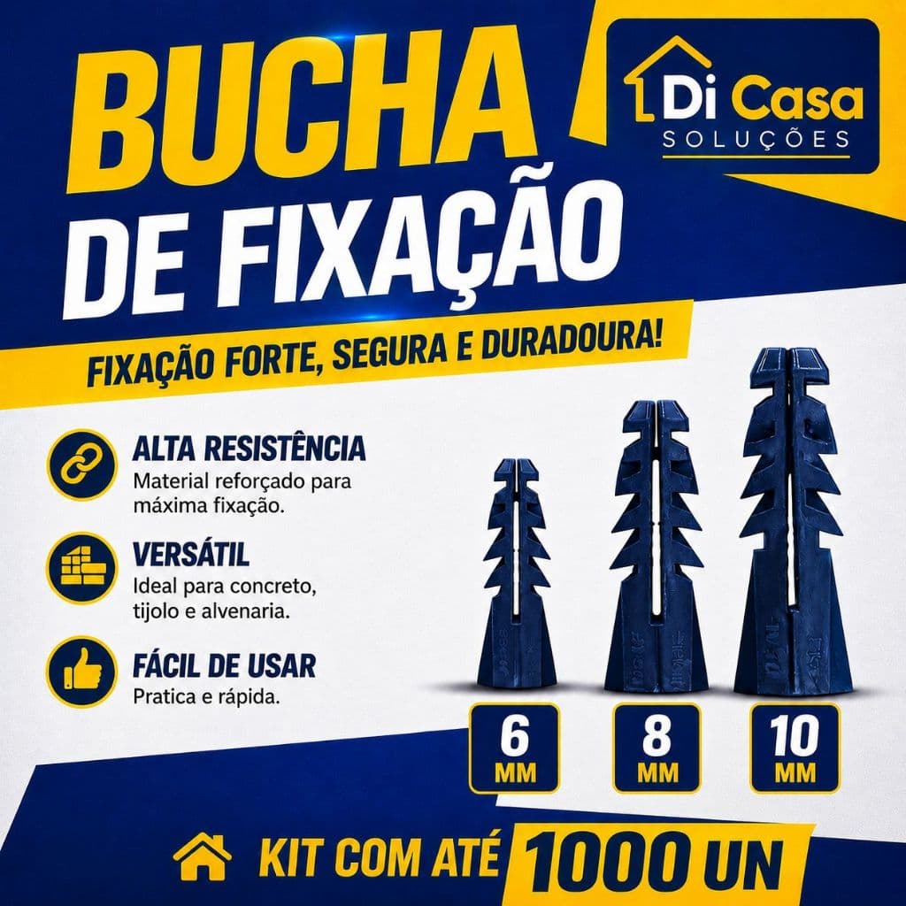Bucha sem Aba/Anel Para Parede Kit com Até 1000un 6mm/8mm/10mm
