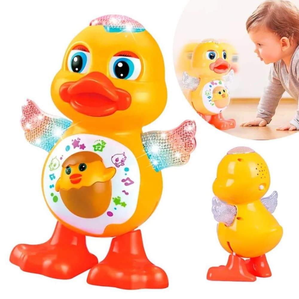 Brinquedo Pato Dançarino Musical Com Som e Luz Led Patinho Infantil Que Anda e Dança Divertido Presente Criança Menino M