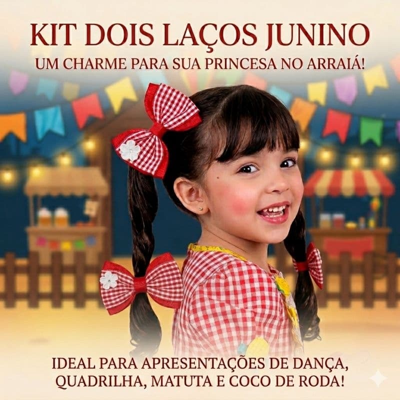 Laços De Cabelo Infantil Xadrez Festa Junina Laços de Cabelo Laços de Menina Quadrilha Laço Sao João