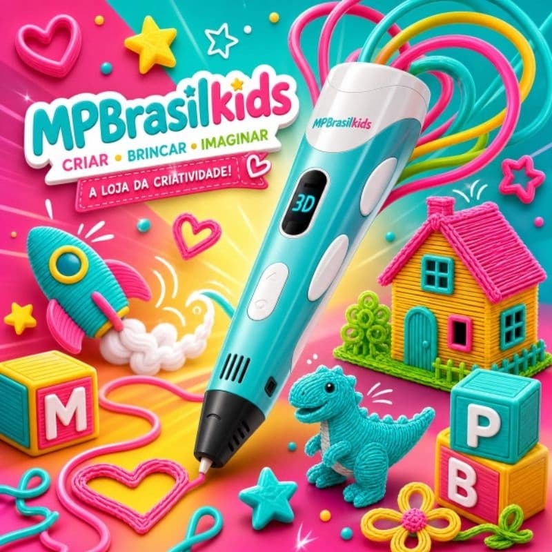 Caneta 3D Profissional + Kit Completo 20 m PLA 2 Cores, ESCOLHA SEU KIT!