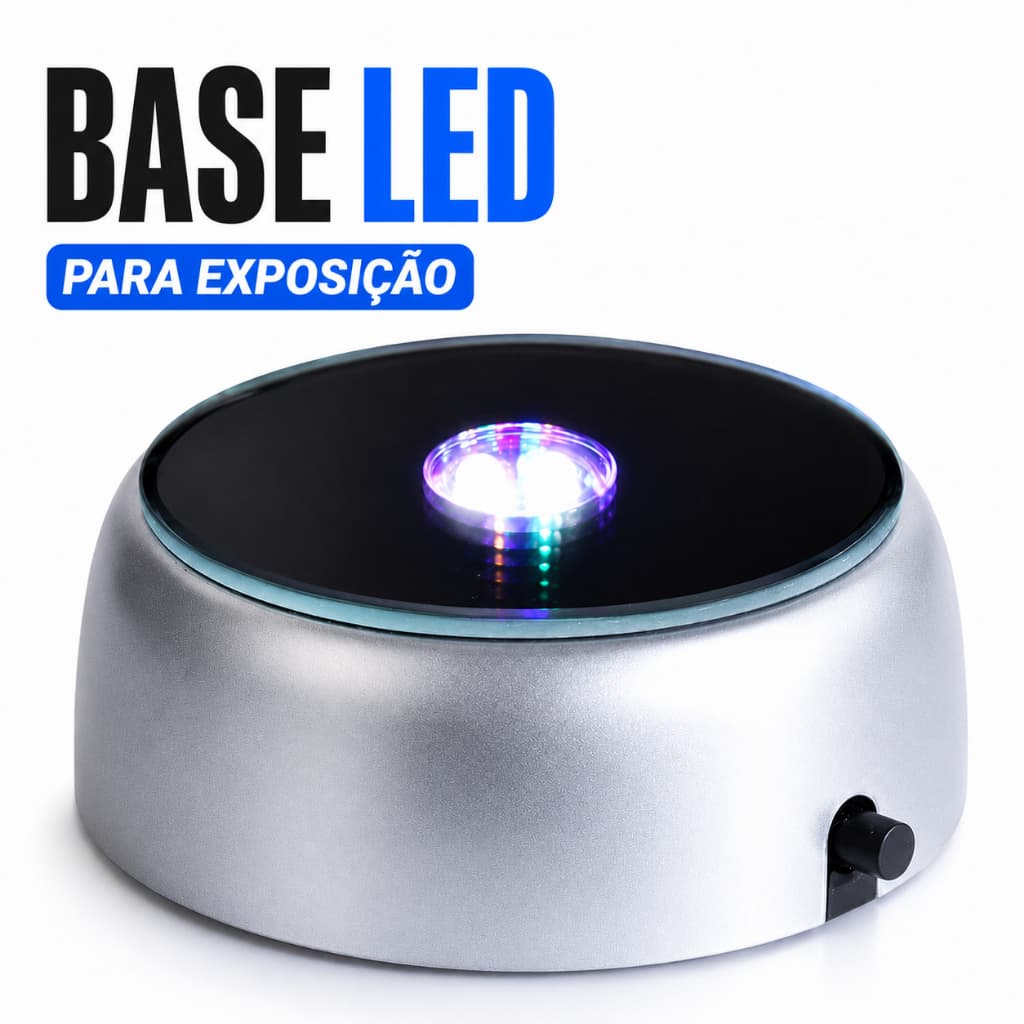 Base Luminosa Colorida Redonda Para Exibição de Objetos