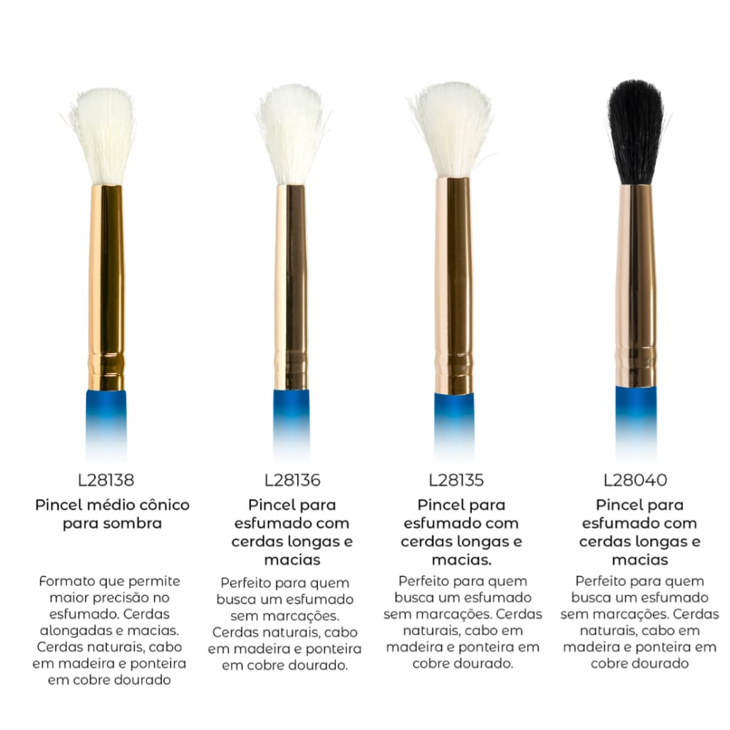 Kit de 4 pinceis para esfumado lully makeup