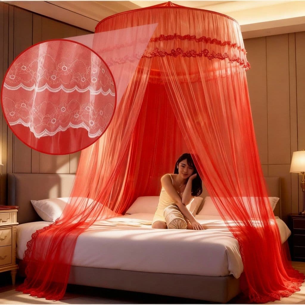 Mosquiteiro Indiano Gigante 14m Casal Queen King de Teto – Box com Abertura Lateral
